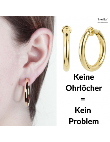 Traveller Ohrclip - Creolen - 22kt vergoldet - Foldfarbe - 25 mm - 155048