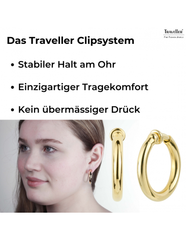Traveller Ohrclip - Creolen - 22kt vergoldet - Foldfarbe - 25 mm - 155048