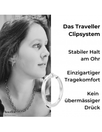 Traveller Ohrclips - Creolen - Platiniert - Silberfarbe - 33 mm - 155051