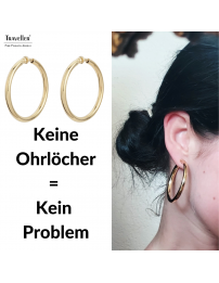 Traveller Ohrclips - Creolen - Goldfarbe - 45 mm - 22kt Vergoldet - 155052