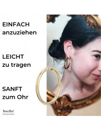 Traveller Ohrclips - Creolen - Goldfarbe - 45 mm - 22kt Vergoldet - 155052