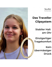 Traveller Ohrclips - Creolen - Goldfarbe - 45 mm - 22kt Vergoldet - 155052