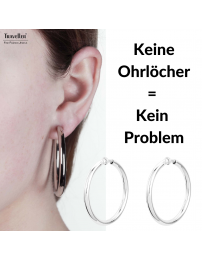Traveller Ohrclips - Creolen - Platiniert - Silberfarbe - 45 mm - 155053