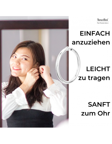 Traveller Ohrclips - Creolen - Platiniert - Silberfarbe - 45 mm - 155053