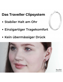 Traveller Ohrclips - Creolen - Platiniert - Silberfarbe - 45 mm - 155053