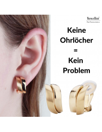 Traveller Ohrclip - 22kt Vergoldet - matt/ glänzend - Goldfarbe - Gewellt - 18x9 mm - 155100