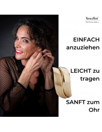 Traveller Ohrclip - 22kt Vergoldet - matt/ glänzend - Goldfarbe - Gewellt - 18x9 mm - 155100