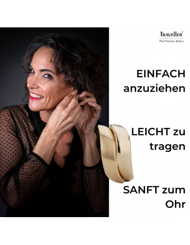 Traveller Ohrclip - 22kt Vergoldet - matt/ glänzend - Goldfarbe - Gewellt - 18x9 mm - 155100