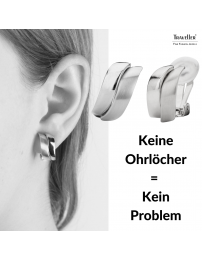 Traveller Ohrclip - Platiniert - Matt/ glänzend - Gewelt - Silberfarbe - 18x9 mm - 155101