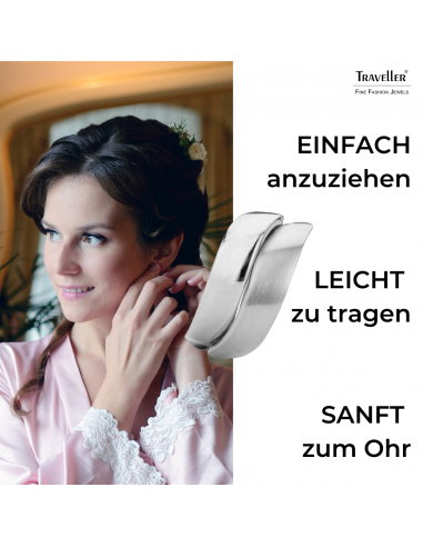 Traveller Ohrclip - Platiniert - Matt/ glänzend - Gewelt - Silberfarbe - 18x9 mm - 155101