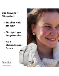 Traveller Ohrclip - Platiniert - Matt/ glänzend - Gewelt - Silberfarbe - 18x9 mm - 155101