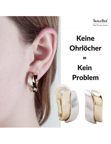 Traveller Ohrclips - Platiniert & 22kt vergoldet - Bicolor - Matt & glänzend- 18x9mm - 155102