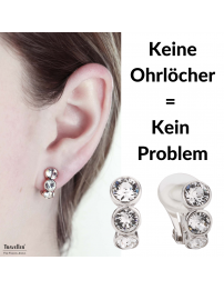 Traveller Ohrclips - Platiniert  - Preciosa Kristalle - Silberfarbe - 14x6 mm - 155805