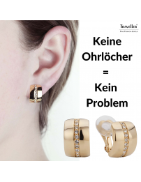 Traveller Ohrclip - Goldfarbe - Preciosa Kristalle - 22kt vergoldet - 16x10 mm - 156591