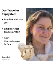 Traveller Ohrclip - Goldfarbe - Preciosa Kristalle - 22kt vergoldet - 16x10 mm - 156591