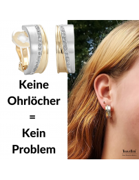 Traveller Ohrclips - Bicolor - Preciosa Kristalle - Matt/ Glanz - 22kt Vergoldet & Platiniert - 22x8 mm - 156959