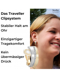 Traveller Ohrclips - Bicolor - Preciosa Kristalle - Matt/ Glanz - 22kt Vergoldet & Platiniert - 22x8 mm - 156959