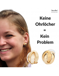 Traveller Ohrclip - 22kt Vergoldet - Matt/ glanz - Knopf - Goldfarbe - 15 mm - 157159