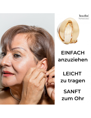 Traveller Ohrclip - 22kt Vergoldet - Matt/ glanz - Knopf - Goldfarbe - 15 mm - 157159