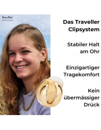Traveller Ohrclip - 22kt Vergoldet - Matt/ glanz - Knopf - Goldfarbe - 15 mm - 157159