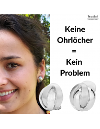 Traveller Ohrclips - Platiniert - Matt/ glanz - Knopf - Silberfarbe - 15 mm - 157160