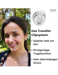 Traveller Ohrclips - Platiniert - Matt/ glanz - Knopf - Silberfarbe - 15 mm - 157160